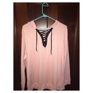 pink tie up long sleeve